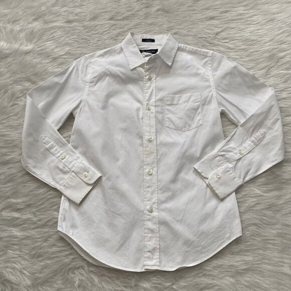 Crewcuts Boys Thompson White Button Up Oxford Shirt Size 10 Cotton Long Sleeves - Picture 1 of 6